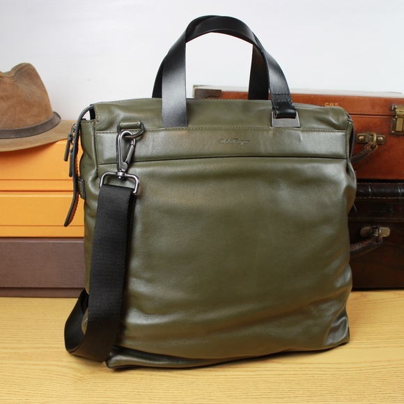 Salvatore Ferragamo Other - Salvatore Ferragamo Military Leather Travel Tote